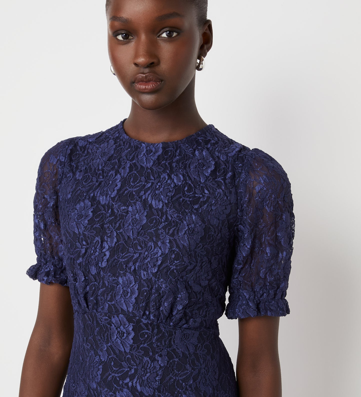 Mela Navy Lace Midi Dress