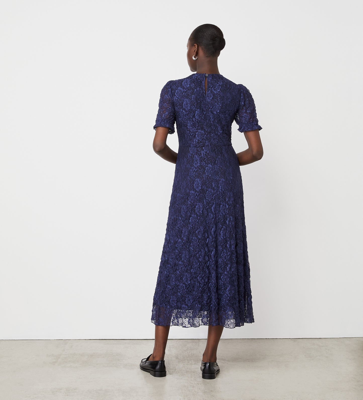 Mela Navy Lace Midi Dress