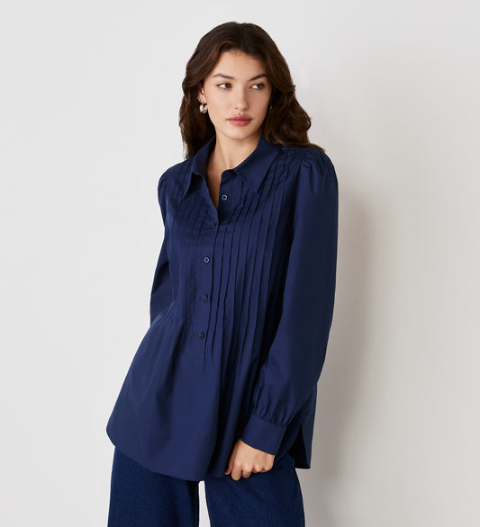 Mimi Navy Cotton Rich Shirt