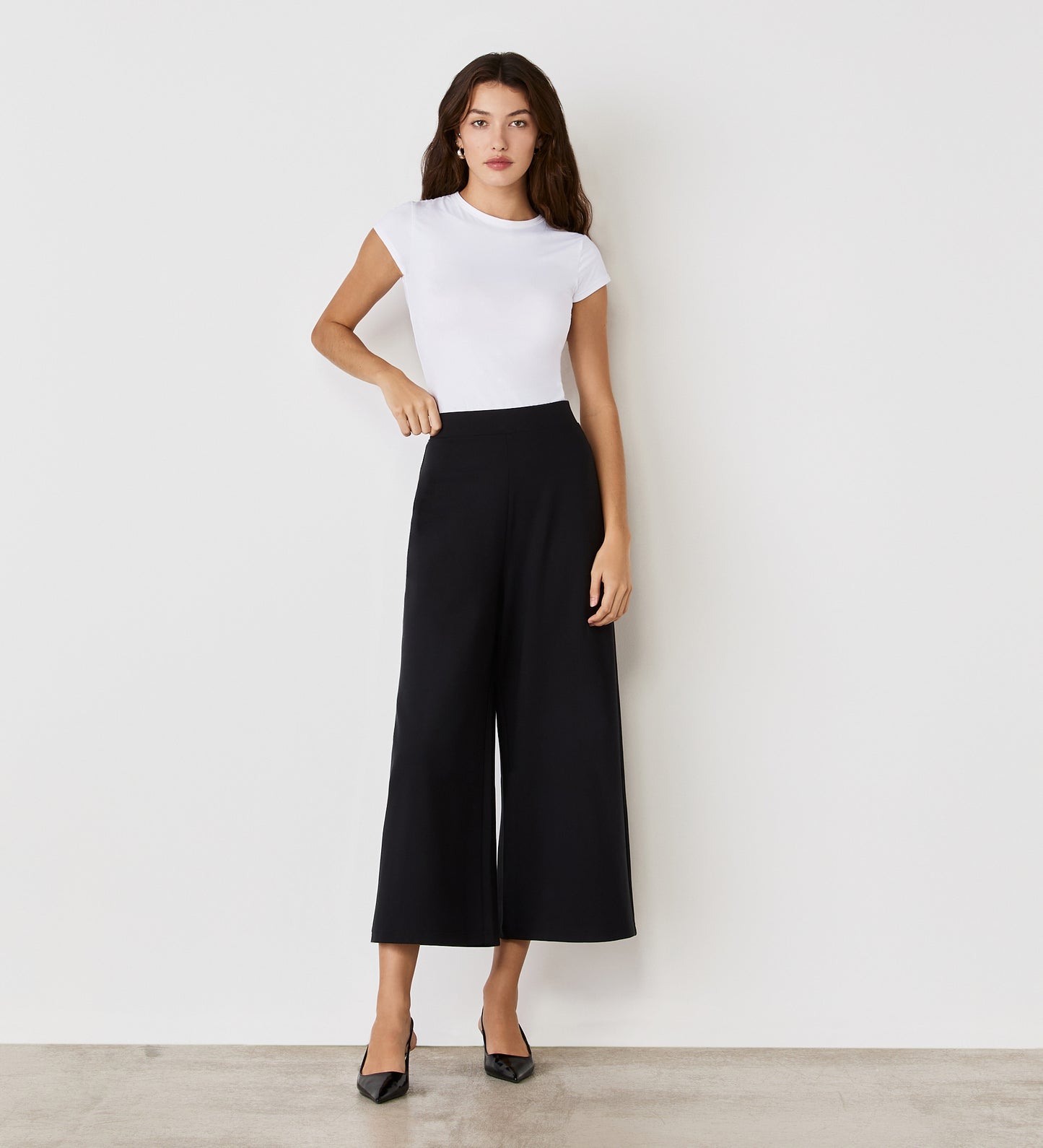 Miribel Black Ponte Jersey Wide Leg Trouser