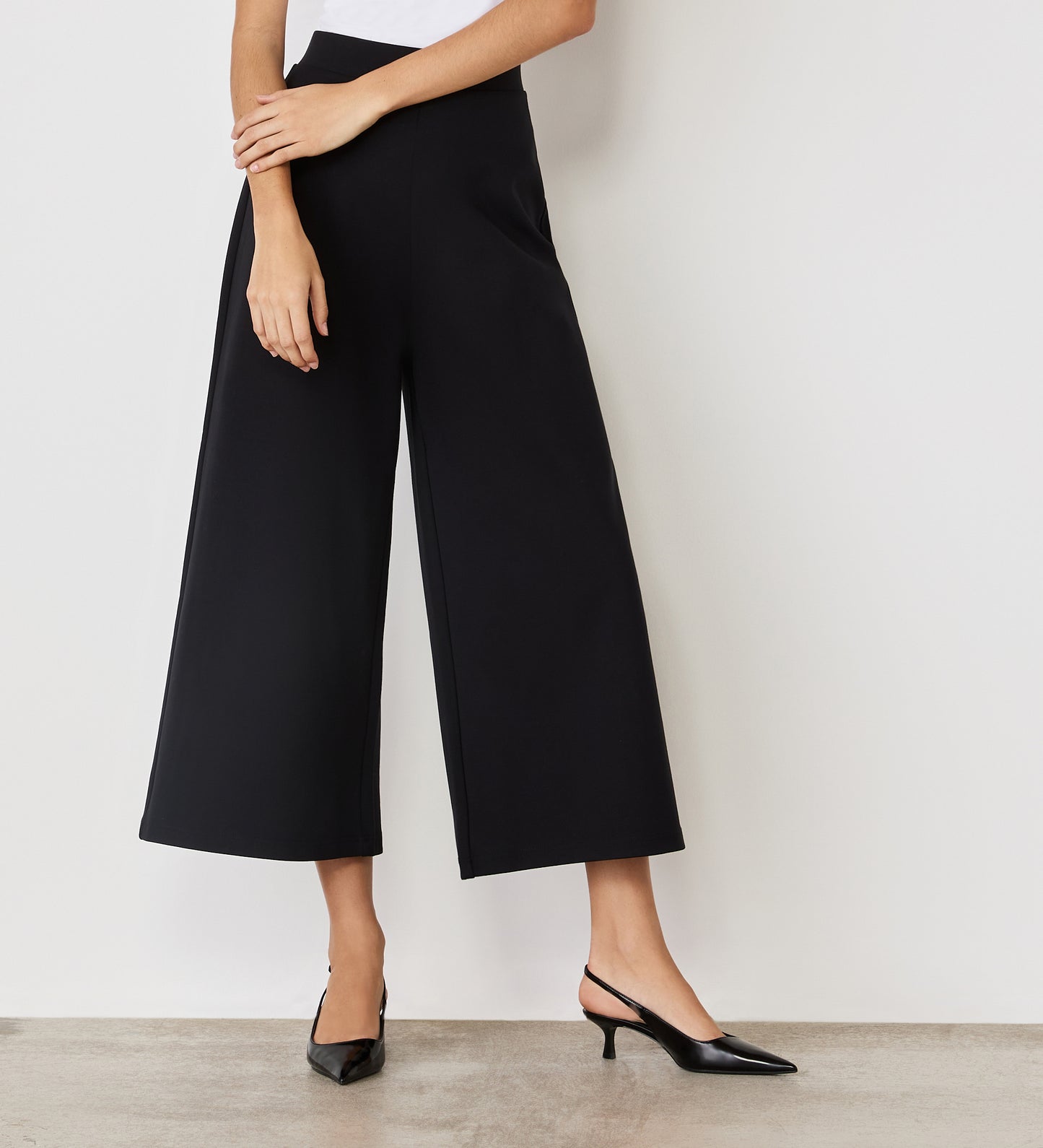 Miribel Black Ponte Jersey Wide Leg Trouser