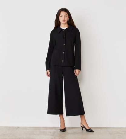 Miribel Black Ponte Jersey Wide Leg Trouser