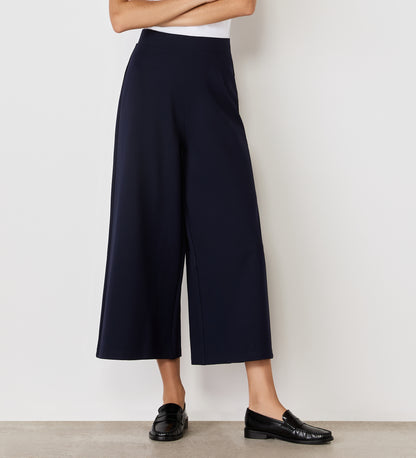 Miribel Navy Ponte Jersey Wide Leg Trousers