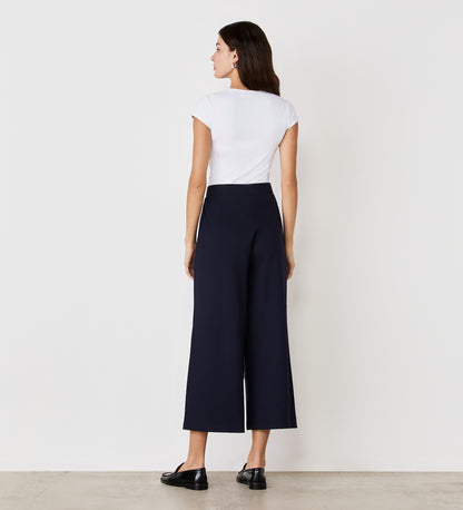 Miribel Navy Ponte Jersey Wide Leg Trousers