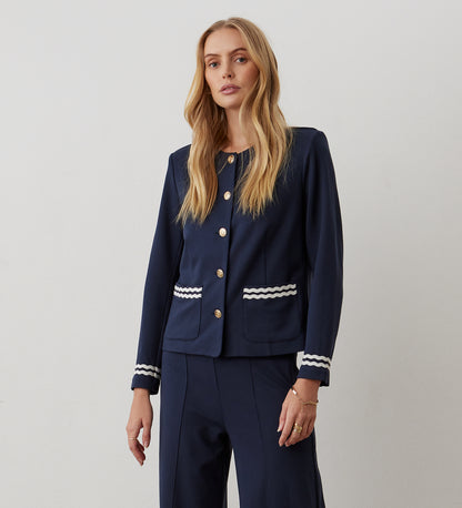 Molly Navy Ponte Jersey Jacket