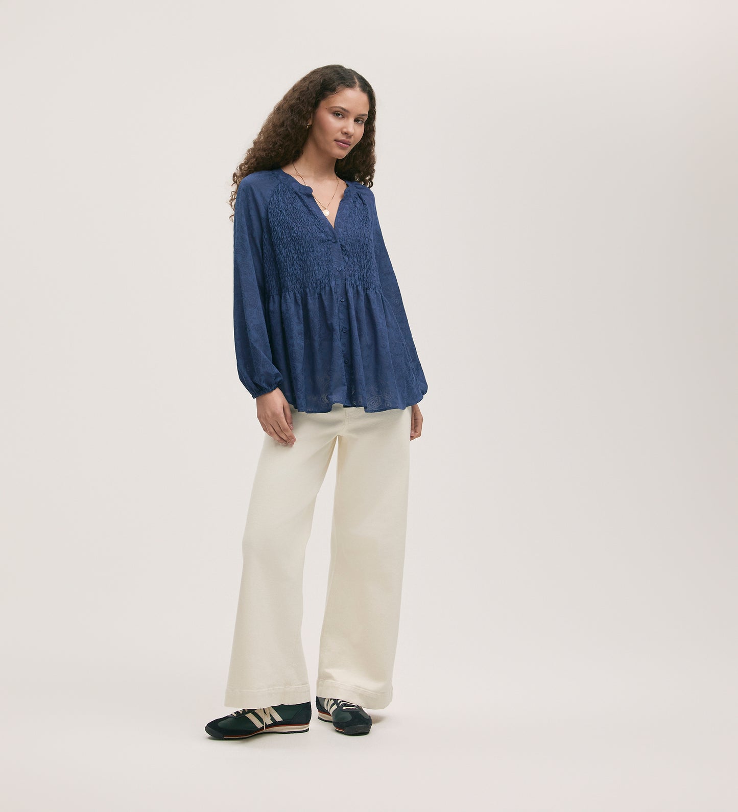 Martha Navy Chiffon Blouse