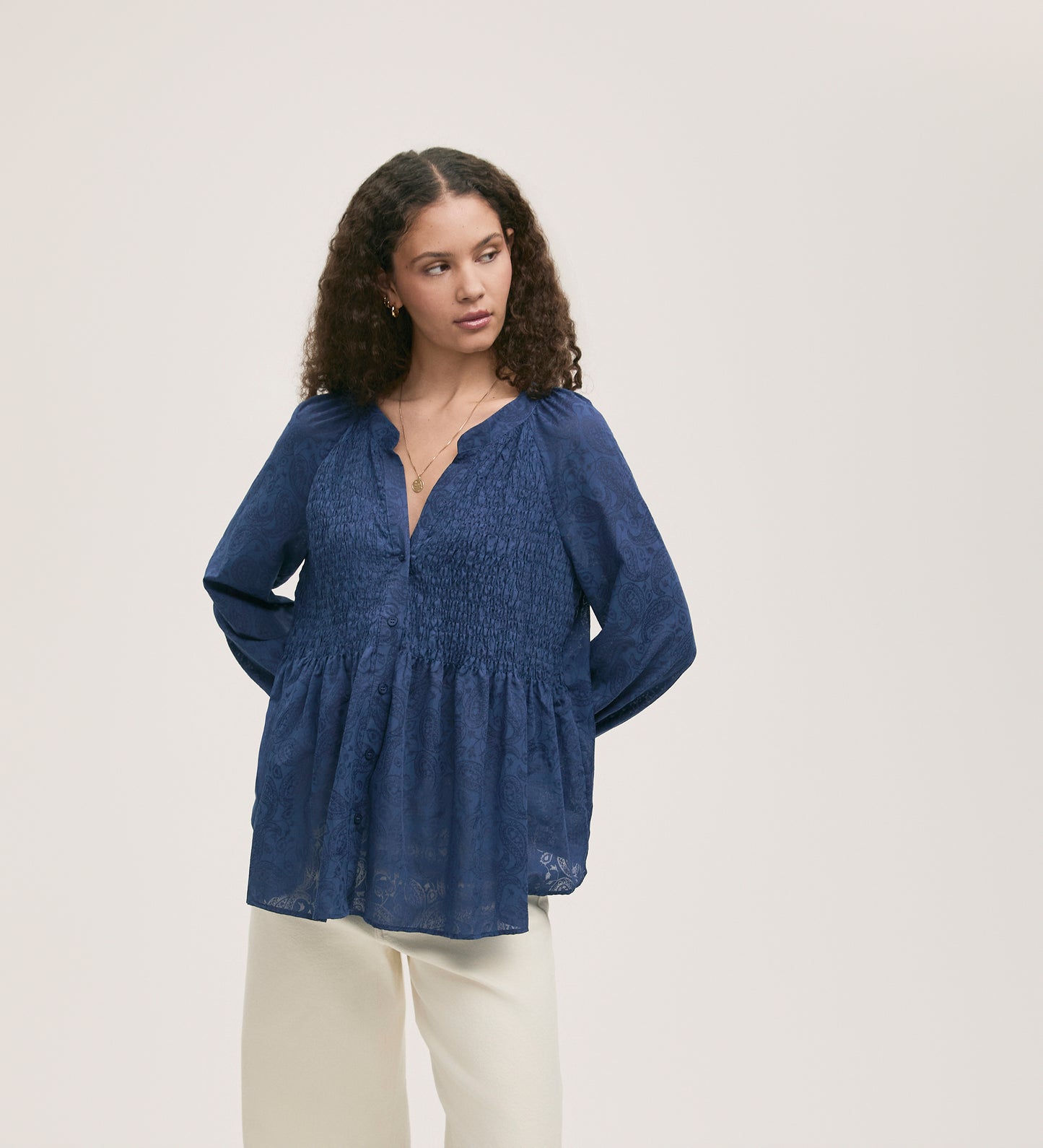 Martha Navy Chiffon Blouse