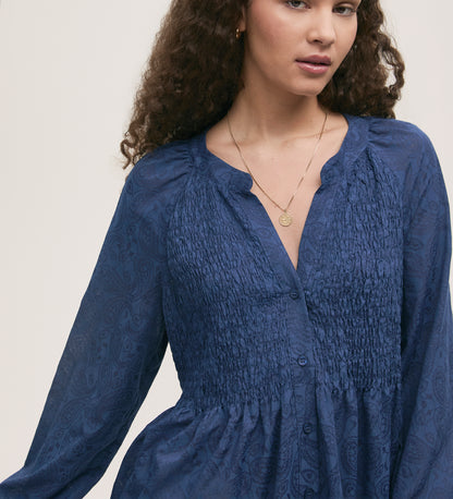 Martha Navy Chiffon Blouse