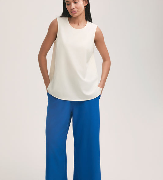 Vallie Ivory Crepe Sleeveless Shell Top