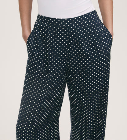 Nat Navy Spot Wide Leg Trousers