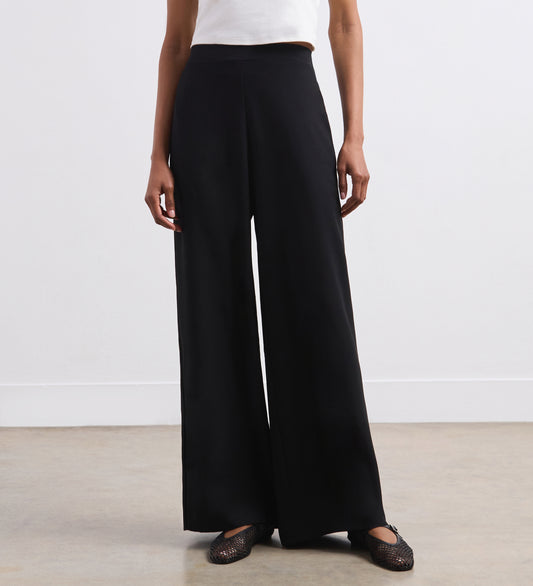 Nat Black Crepe Wide Leg Trousers