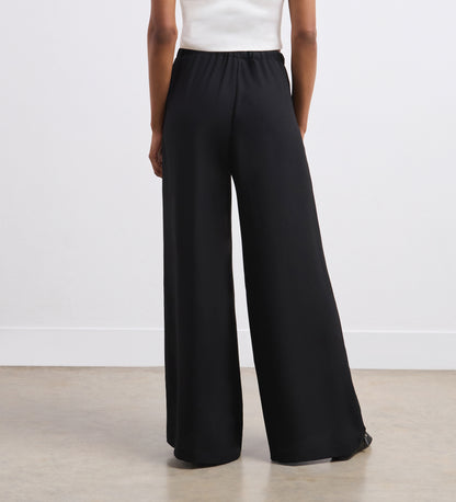 Nat Black Crepe Wide Leg Trousers