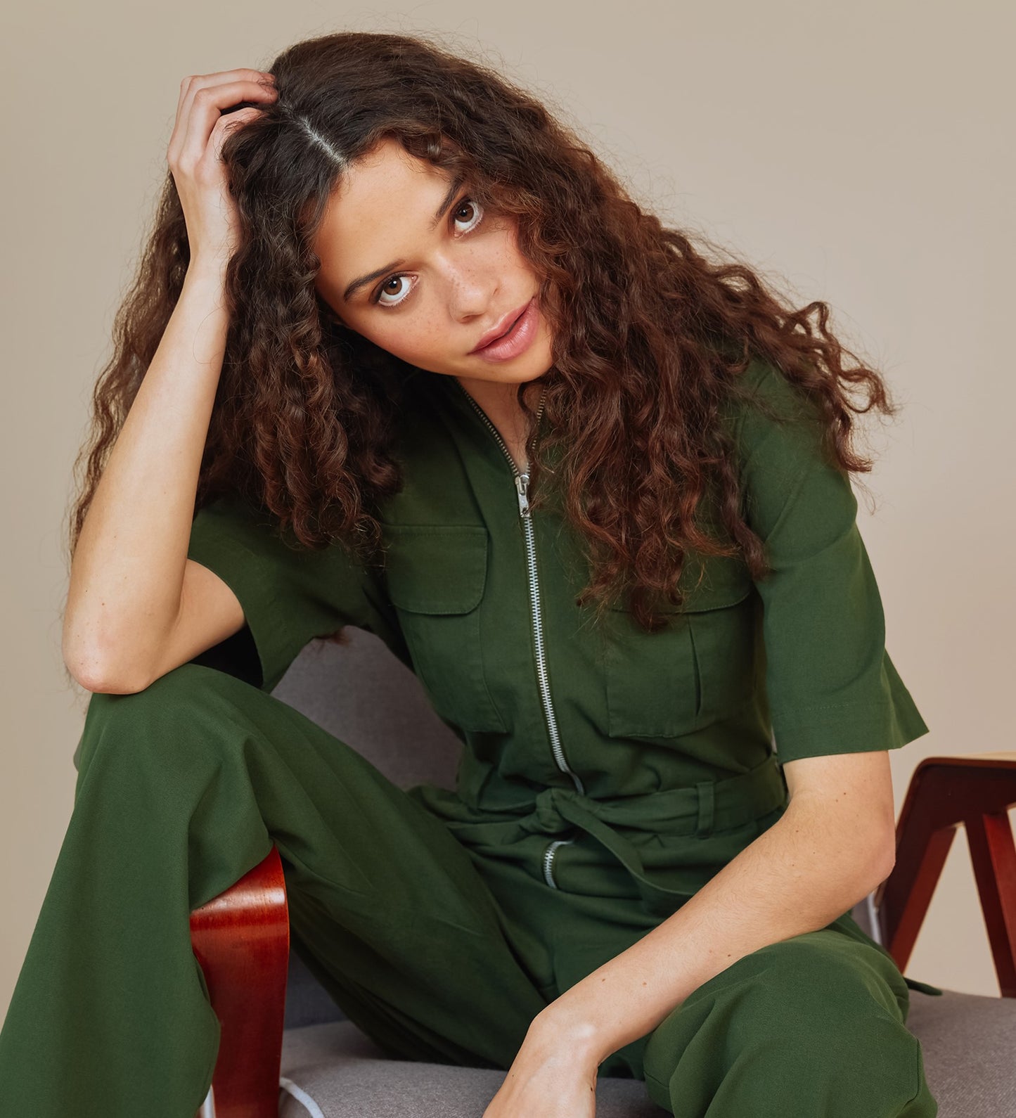 Jessie Khaki Jumpsuit