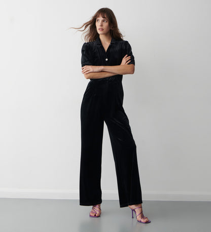 Frances Black Velvet Jumpsuit