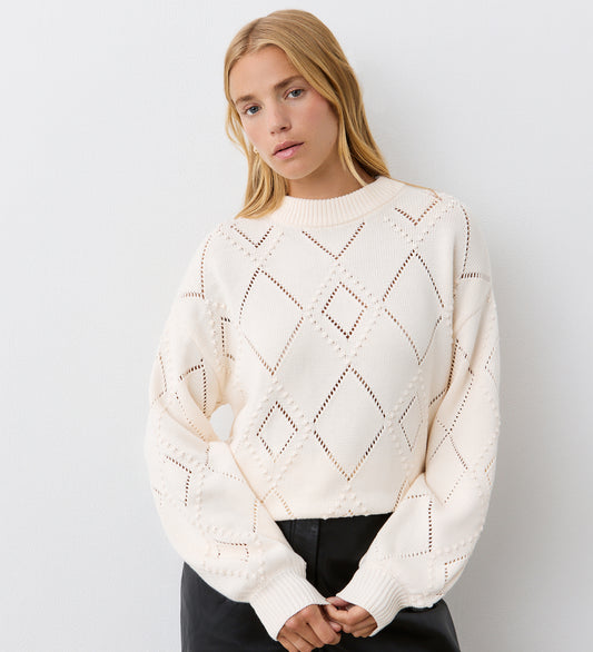 Odette Ivory Cotton Round Neck Jumper