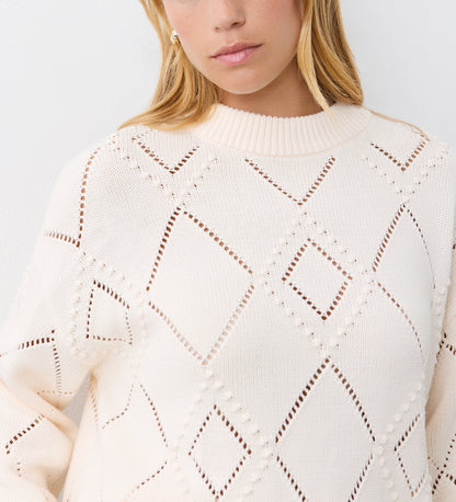 Odette Ivory Cotton Round Neck Jumper