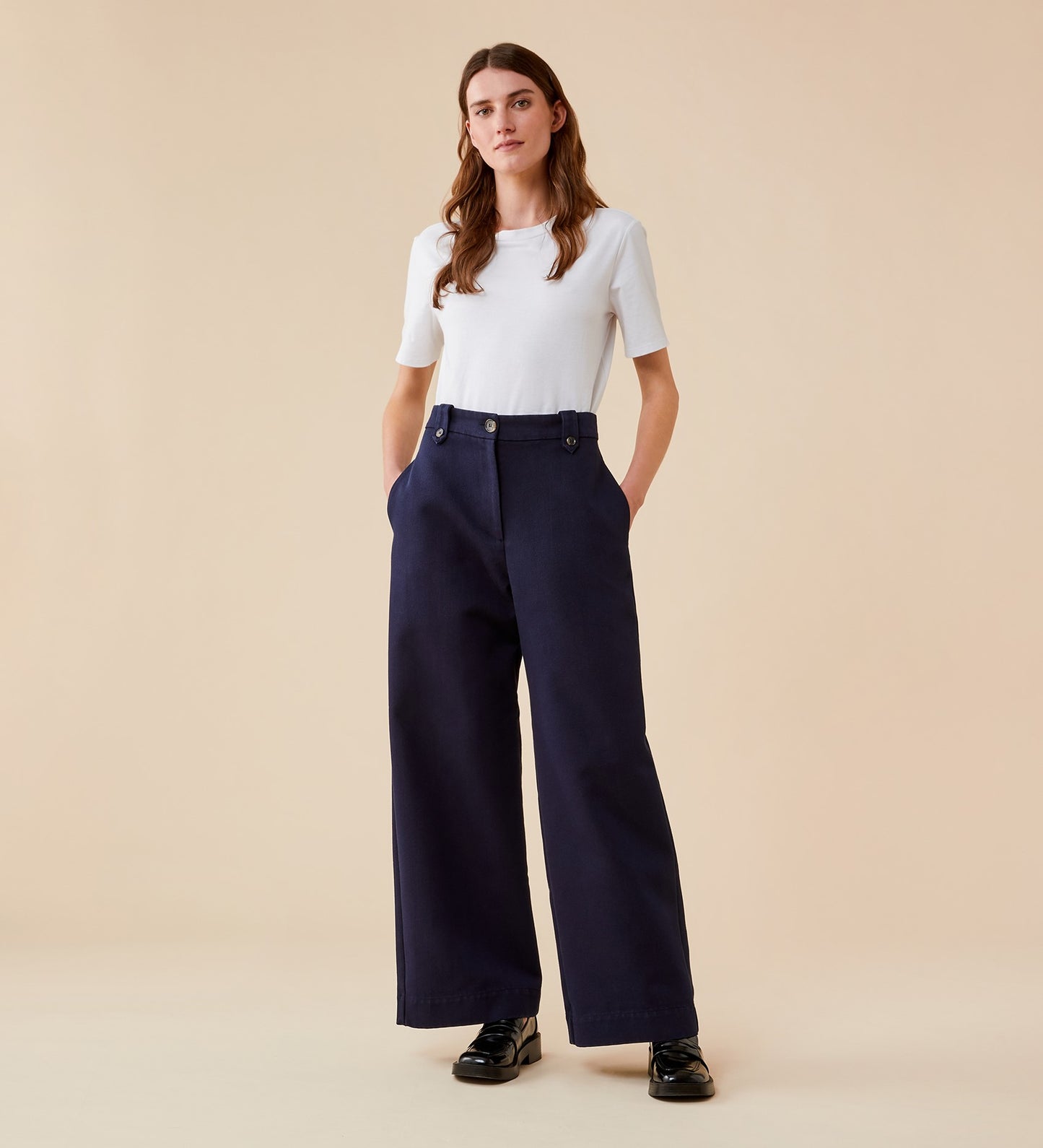 Harlow Navy Cotton Rich Trouser