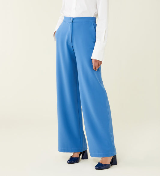 Kaden Cornflower Blue Wide Leg Trousers