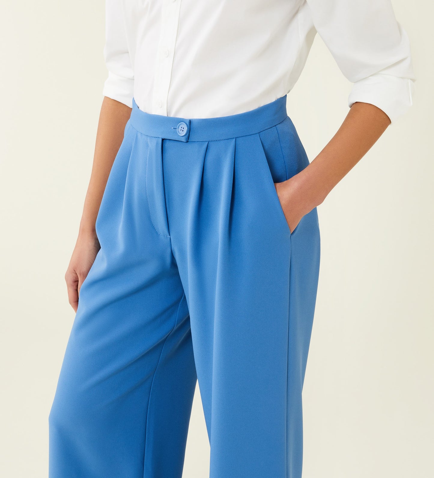 Jeanne Cornflower Blue Wide Leg Trousers