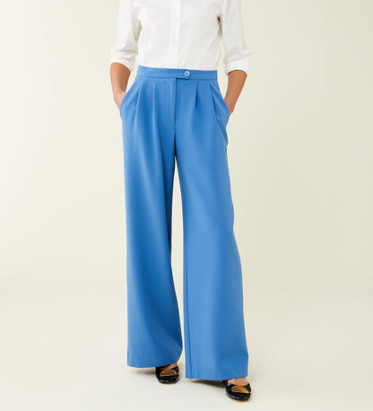 Jeanne Cornflower Blue Wide Leg Trousers