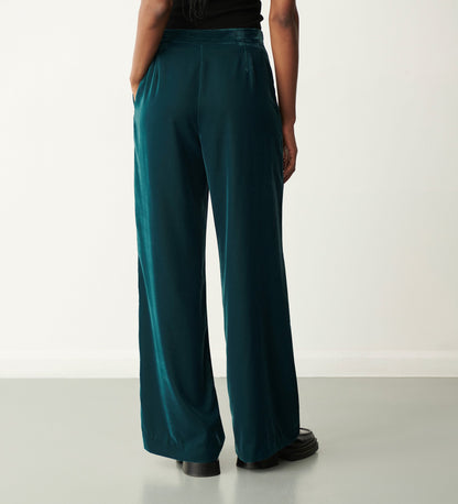 Jeanne Green Velvet Wide Leg Trouser