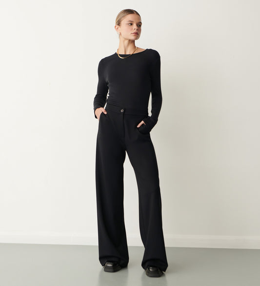 Frankie Black Wide Leg Trouser