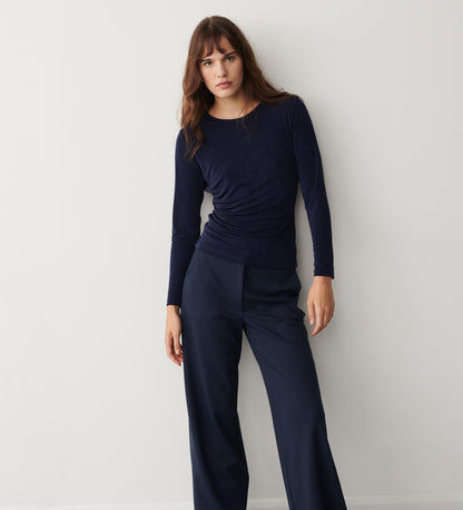 Frankie Navy Ponte Jersey Wide Leg Trousers