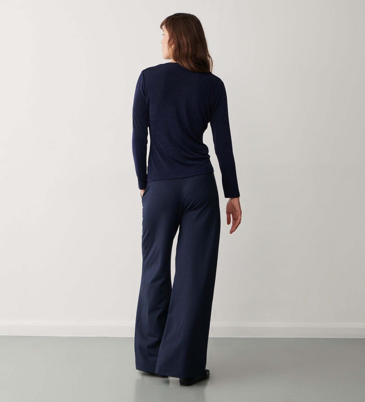 Frankie Navy Ponte Jersey Wide Leg Trousers