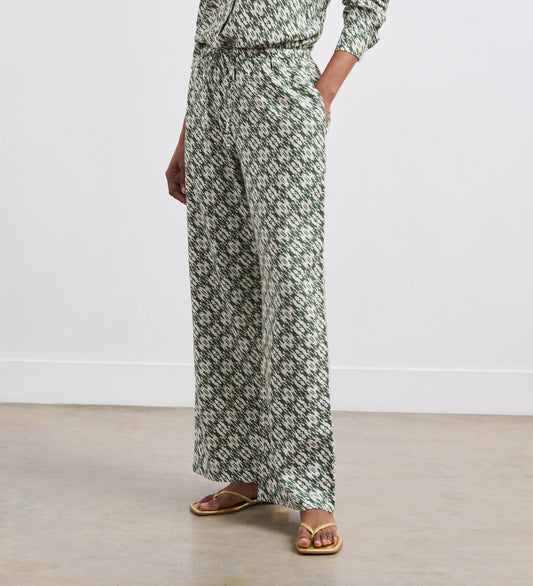 Eden Green Ikat Linen Blend Trousers