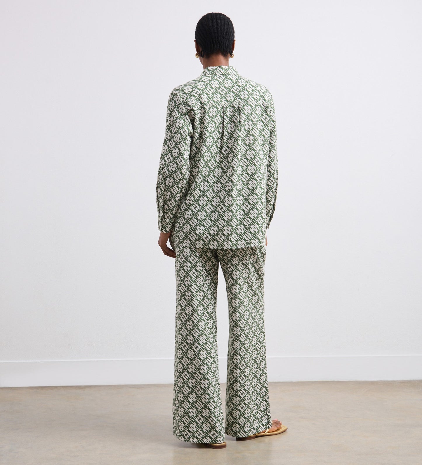 Eden Green Ikat Linen Blend Trousers