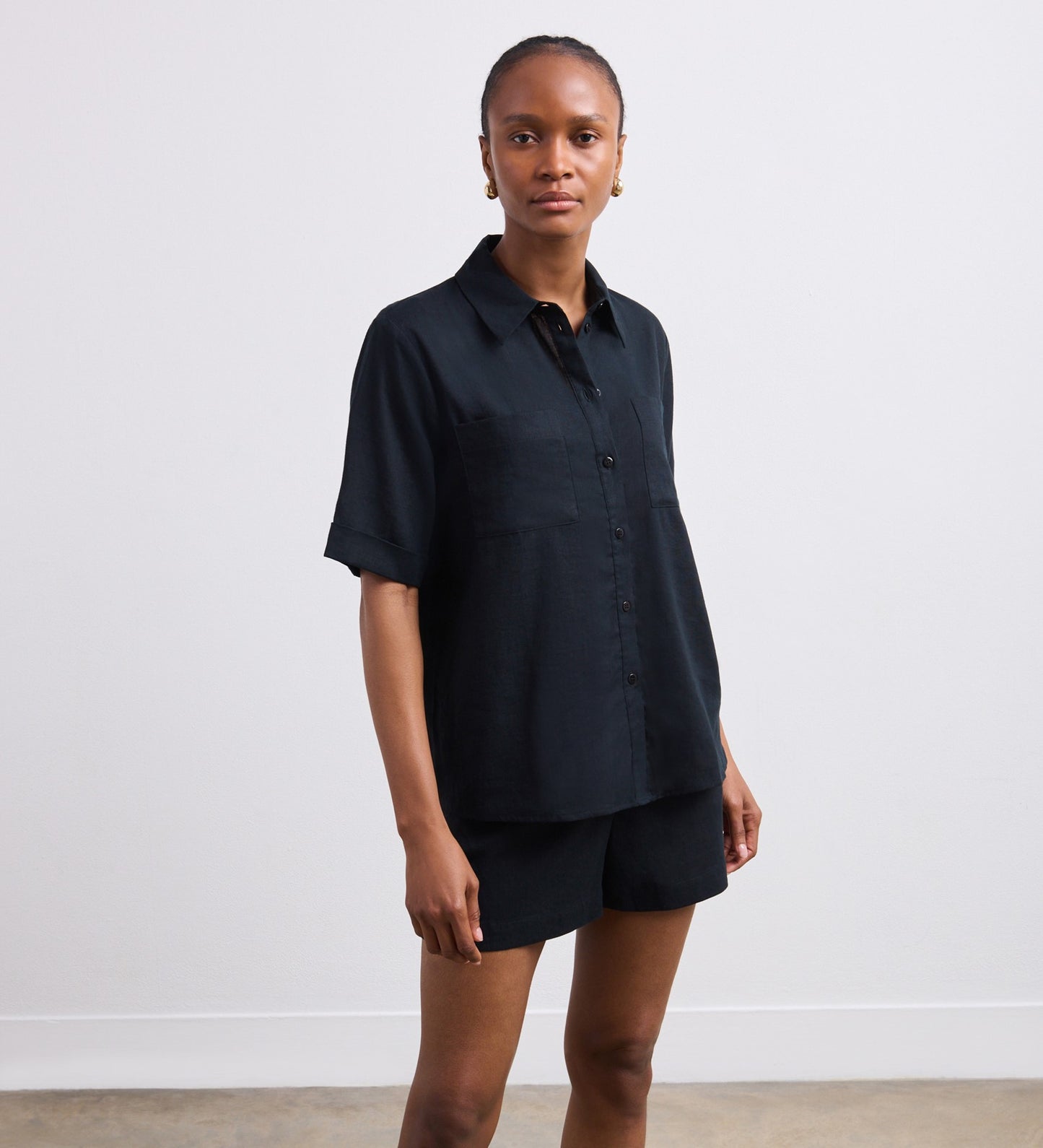 Ivy Black Linen Blend Shorts