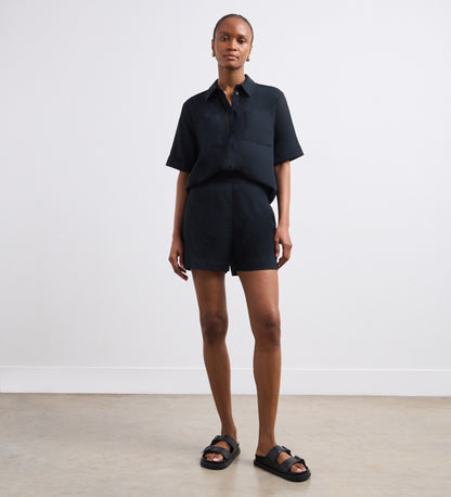 Ivy Black Linen Blend Shorts