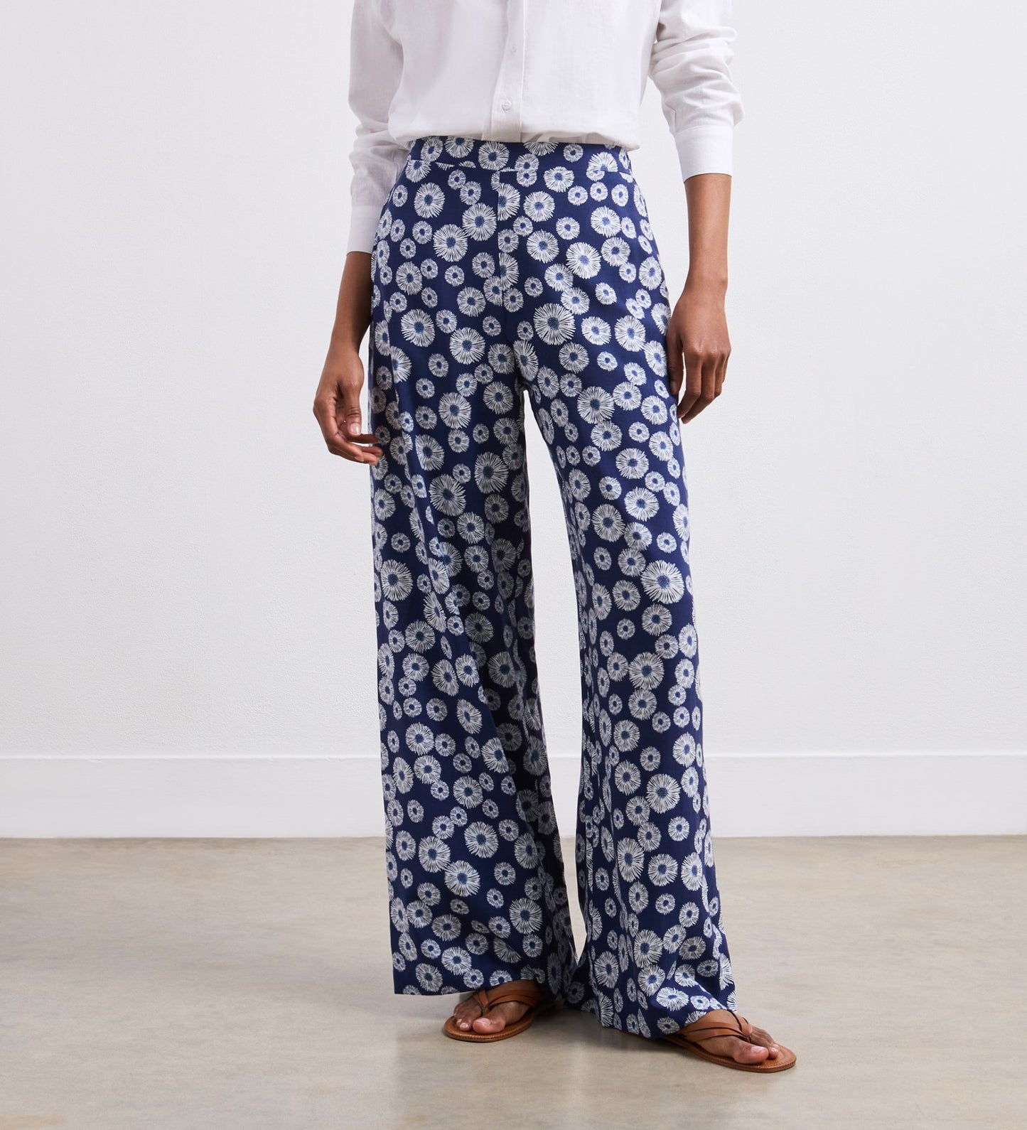 Nat Navy Sunflower Trouser