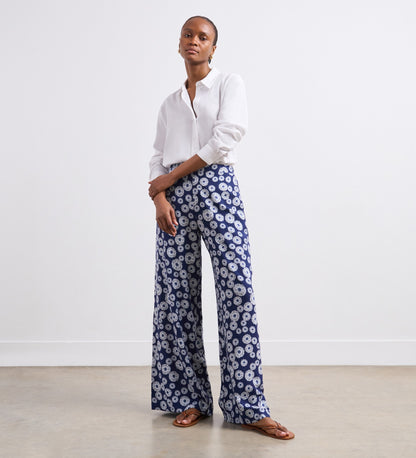 Nat Navy Sunflower Trouser