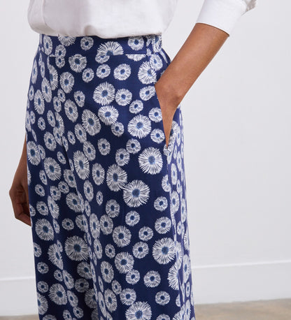 Nat Navy Sunflower Trouser