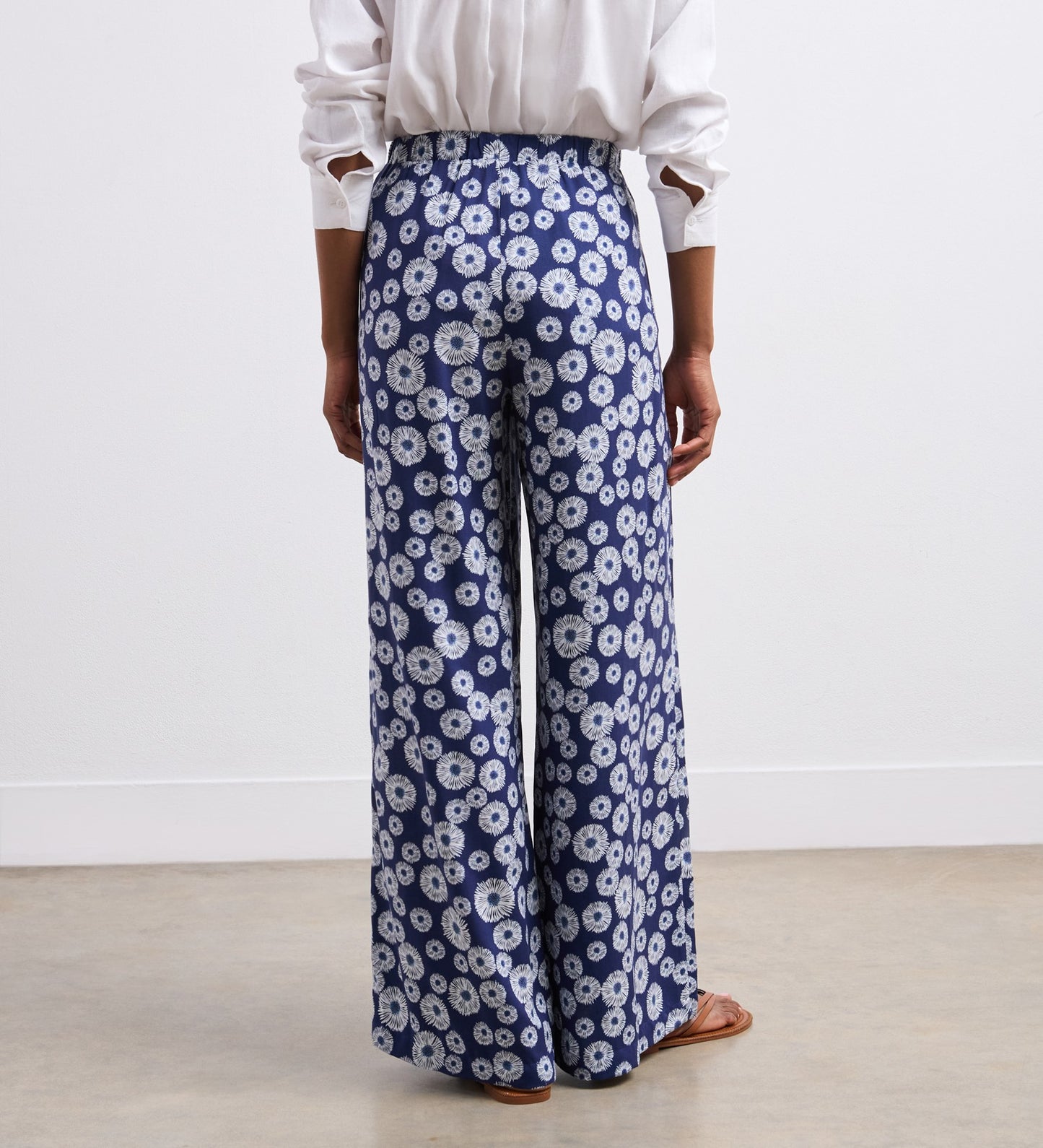 Nat Navy Sunflower Trouser