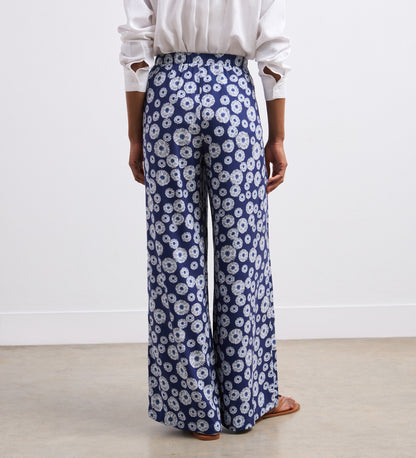 Nat Navy Sunflower Trouser