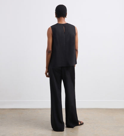 Drew Black Wide Leg Linen Mix Trousers