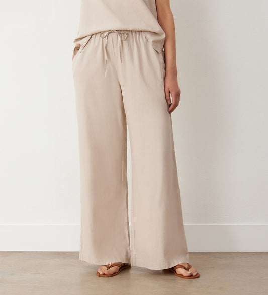 Drew Stone Wide Leg Linen Mix Trousers