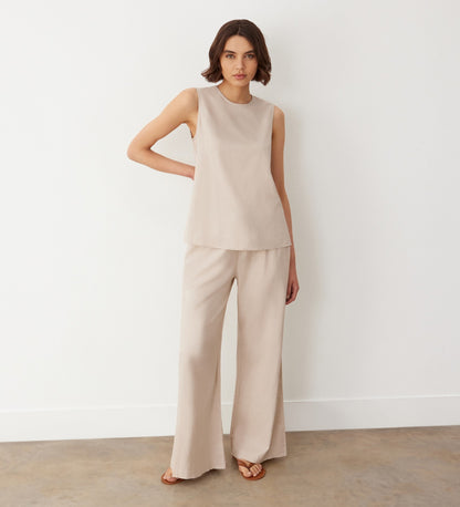 Drew Stone Wide Leg Linen Mix Trousers