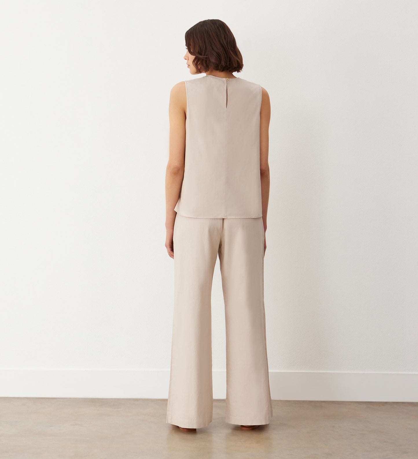 Drew Stone Wide Leg Linen Mix Trousers