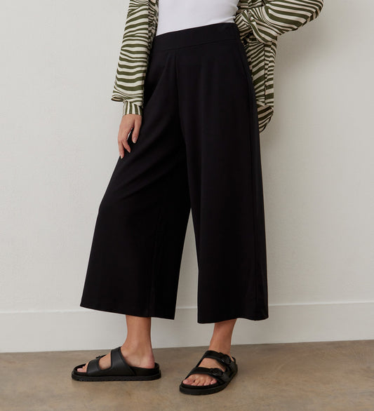 Miribel Black Cropped Ponte Jersey Trouser