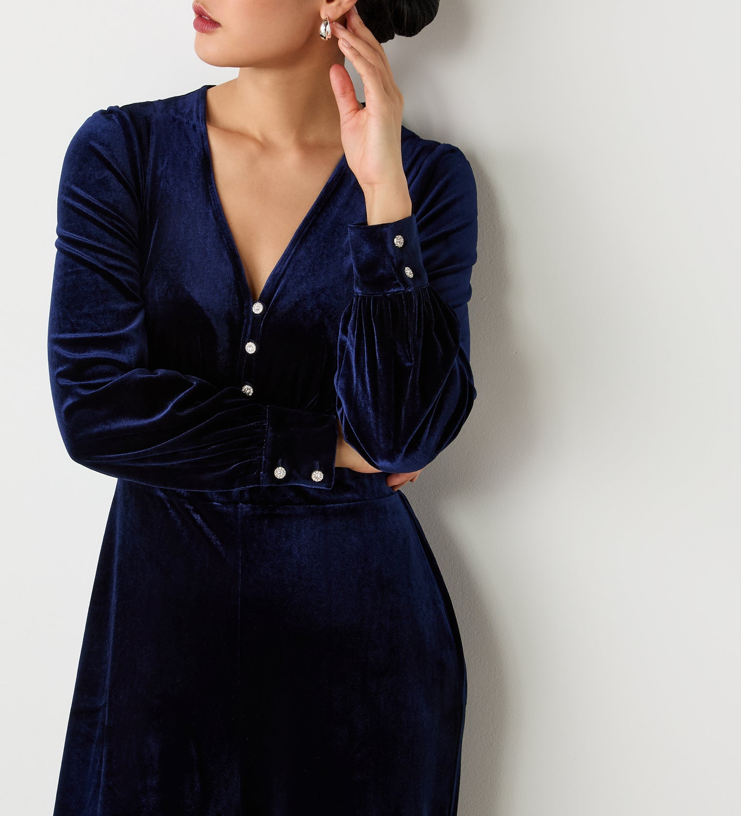 Posie Navy Velvet Jumpsuit