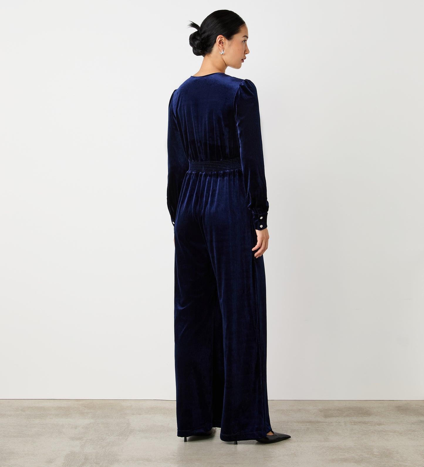 Posie Navy Velvet Jumpsuit