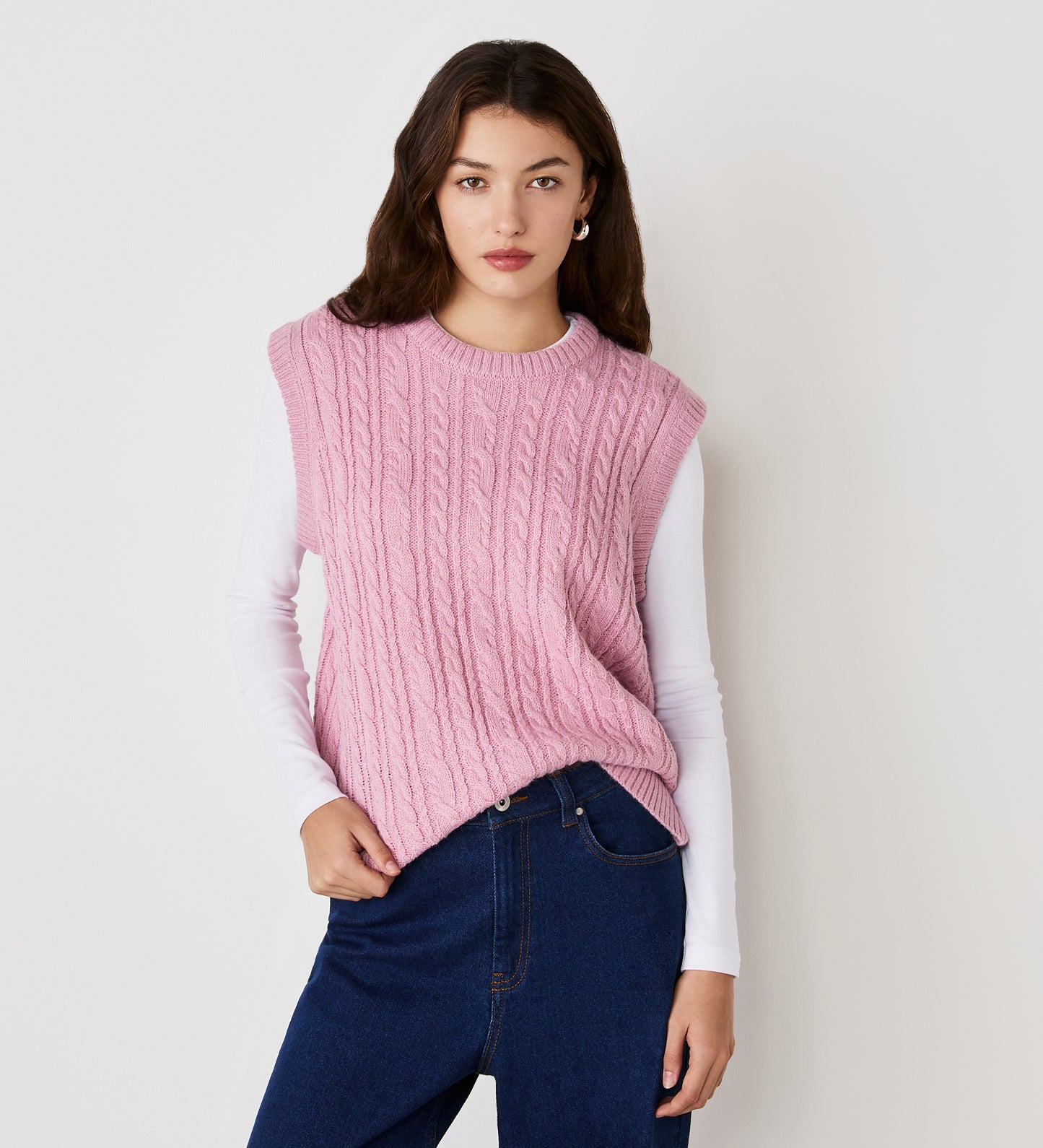 Primrose Pale Pink Crew Neck Knit Vest