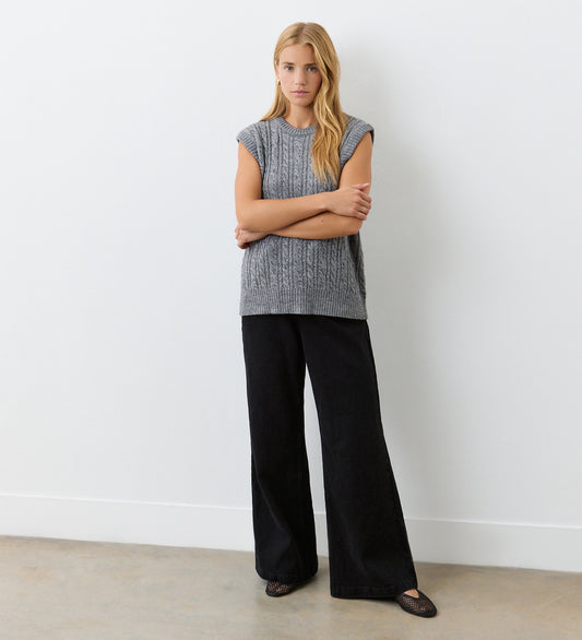 Primrose Charcoal Crew Neck Knit Vest