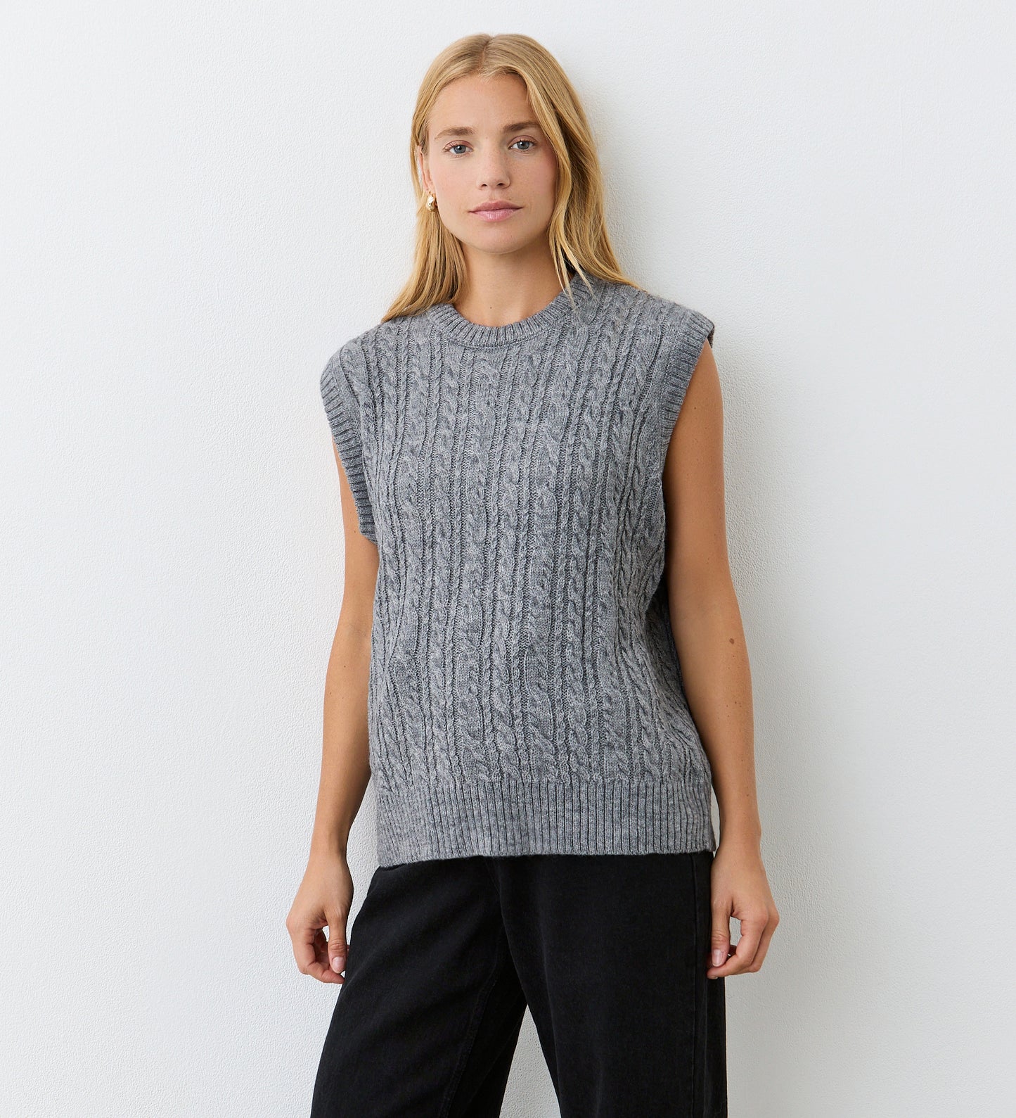 Primrose Charcoal Crew Neck Knit Vest