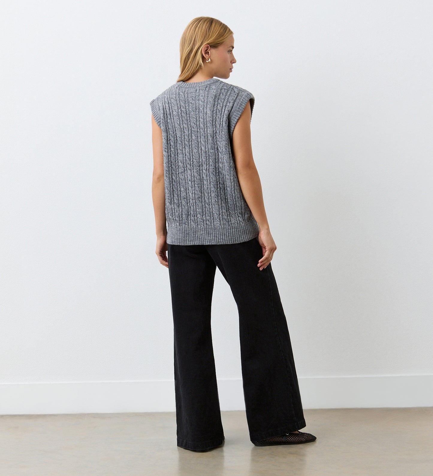 Primrose Charcoal Crew Neck Knit Vest