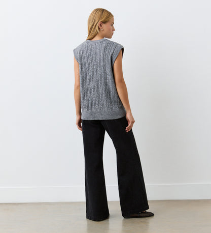 Primrose Charcoal Crew Neck Knit Vest