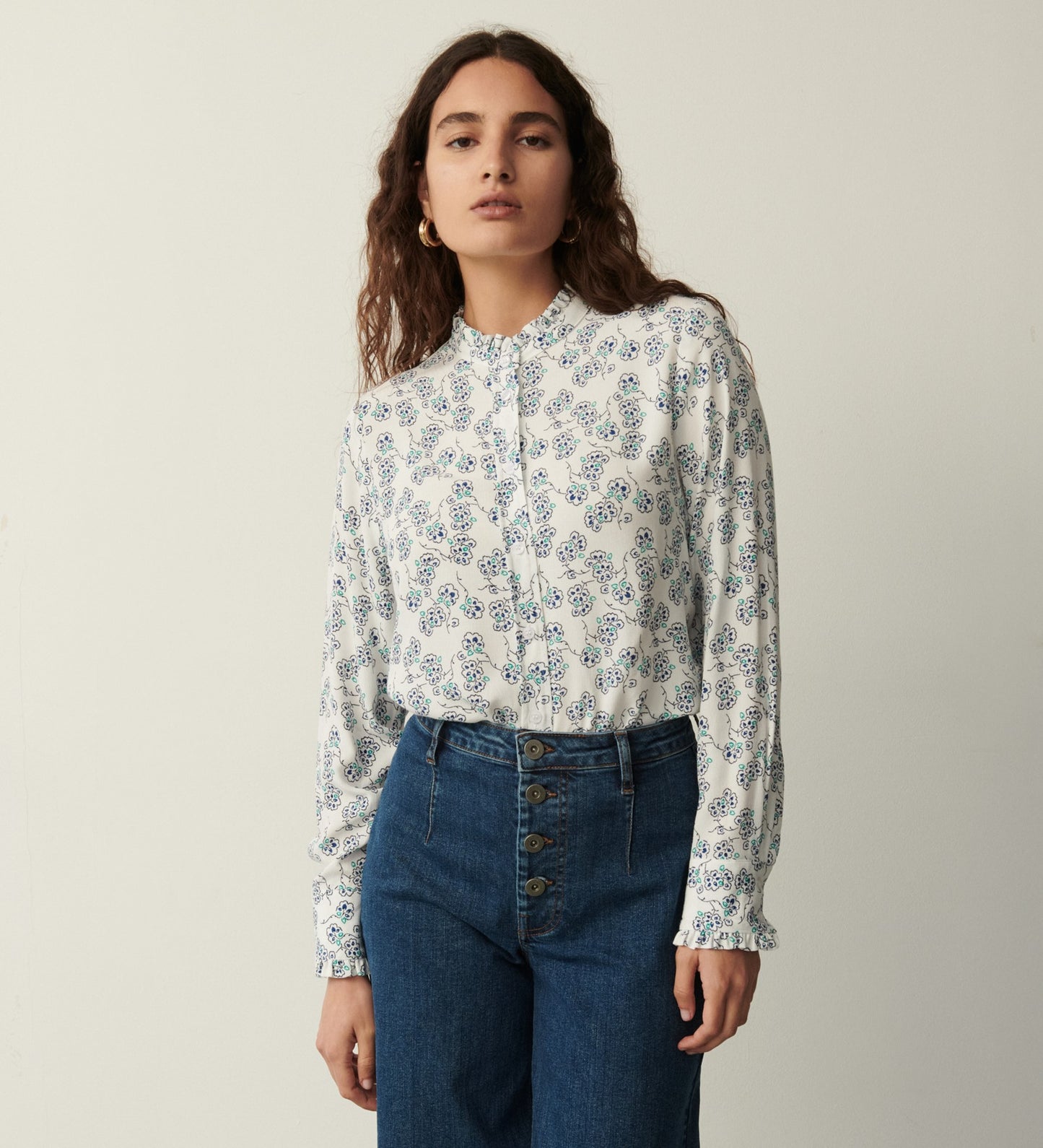 Megan Ivory Floral Blouse